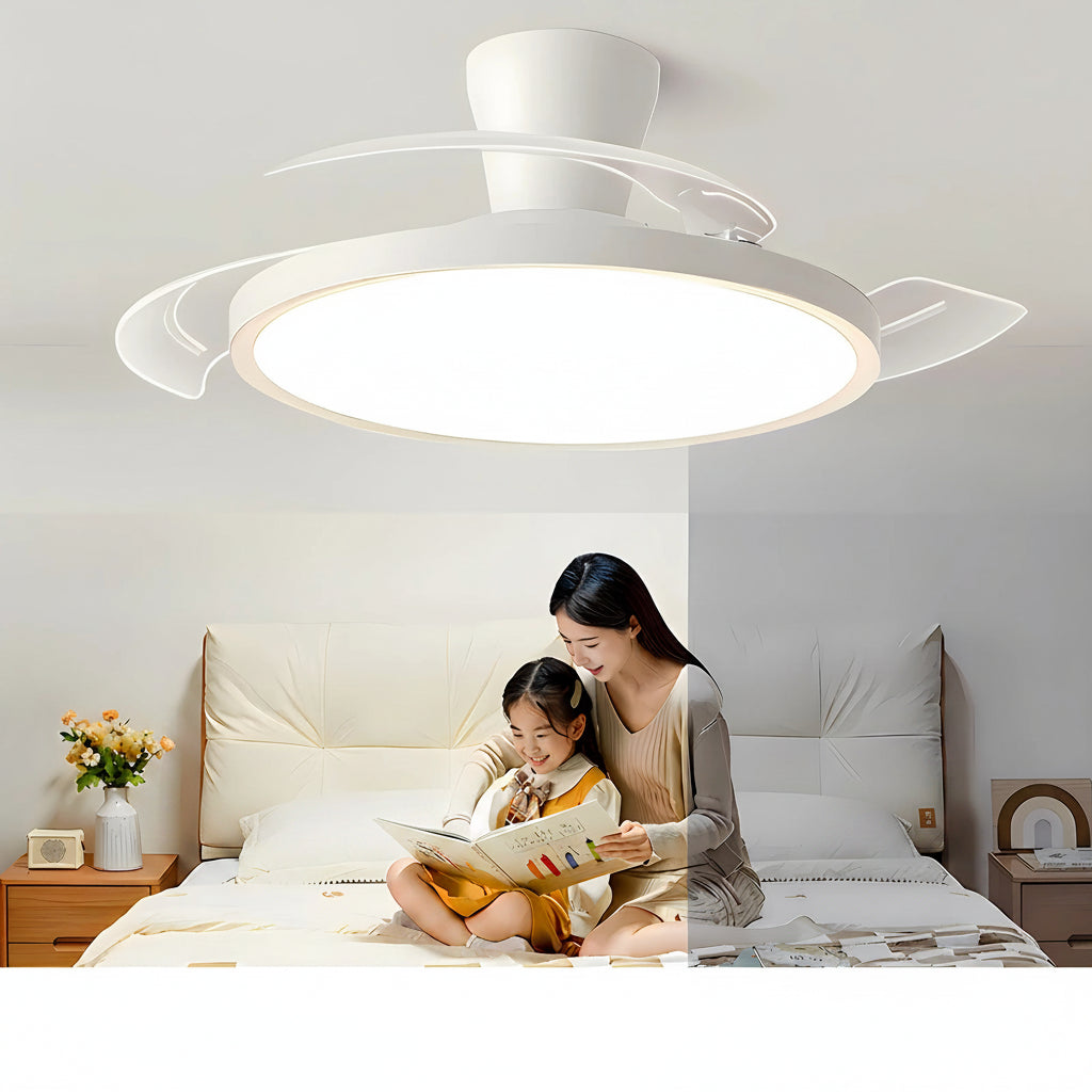 Modern Invisible Ceiling Fan with LED Light - DC Motor & Remote