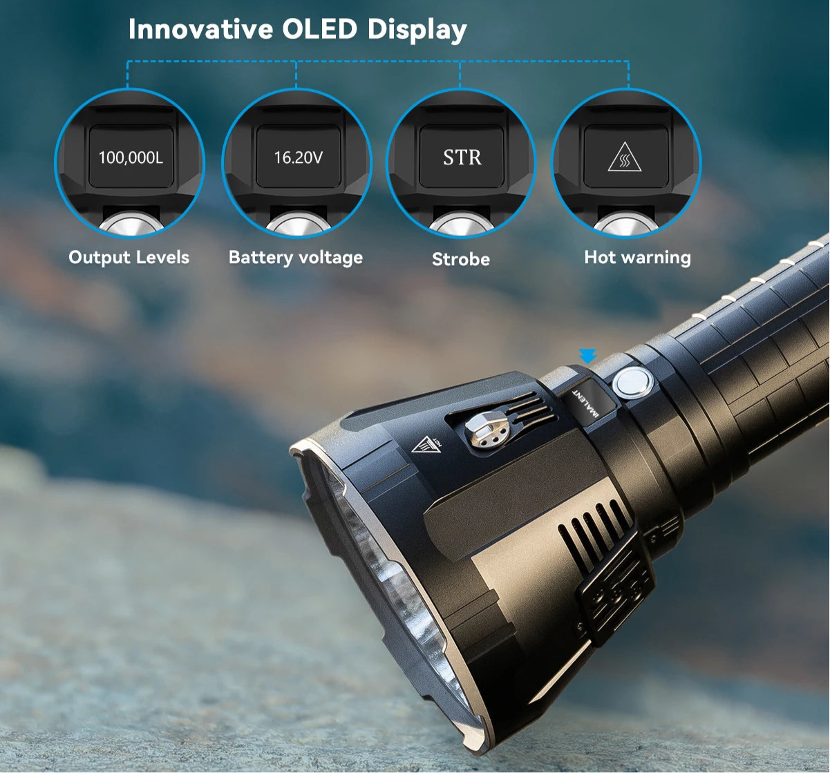 Powerful Flashlight 100000LMs Rechargeable Outdoor Hunting Self Defense Torch XHP70.2 LED Tactical Searchlight