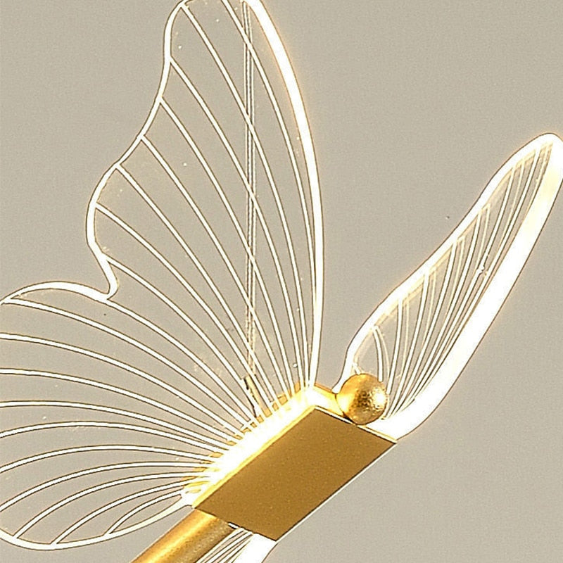 Led Acrylic Butterfly Chandelier Lamparas Colgantes Para Techo Lustres Quarto Room Decor Pendant Lights Suspension Luminaire