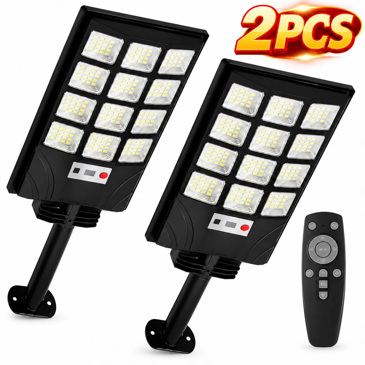 Outdoor Solar Street Lights with Remote Control (2/4-Pack) - Super Bright LED Motion Sensor Security Wall Lamps for Yard, Garden & Garage