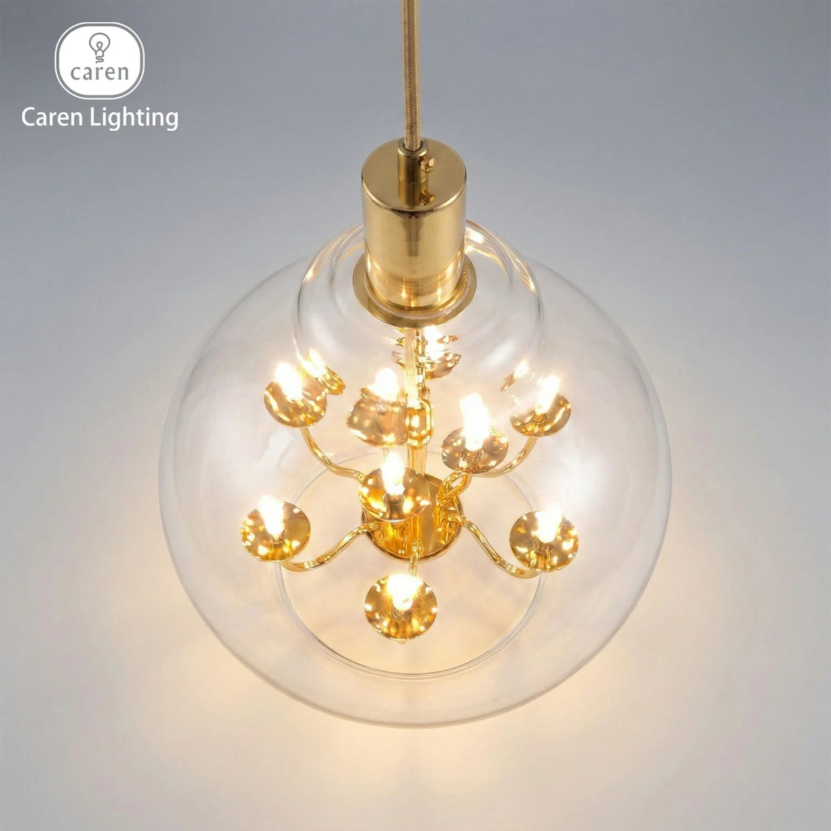 Caren Lighting Dreamy Light Giant Chandelier Black Electroplated Transparent Glass King Edison Ghost Pendant Hand-Blown