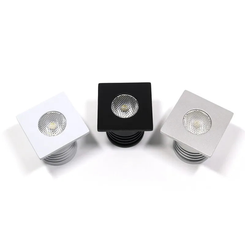 LED 3W Led Ceiling Spotlights Square Mini Spot 12V 24V Interior Home Cabinet Recessed Down Light with Quick Connector