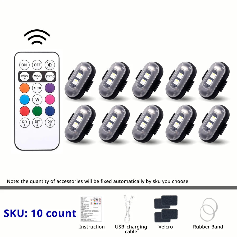 Remote Control RGB LED Strobe Light Wireless Rechargeable Footwell Lights Exterior Interior Decorative for SUV Truck Motorcycle