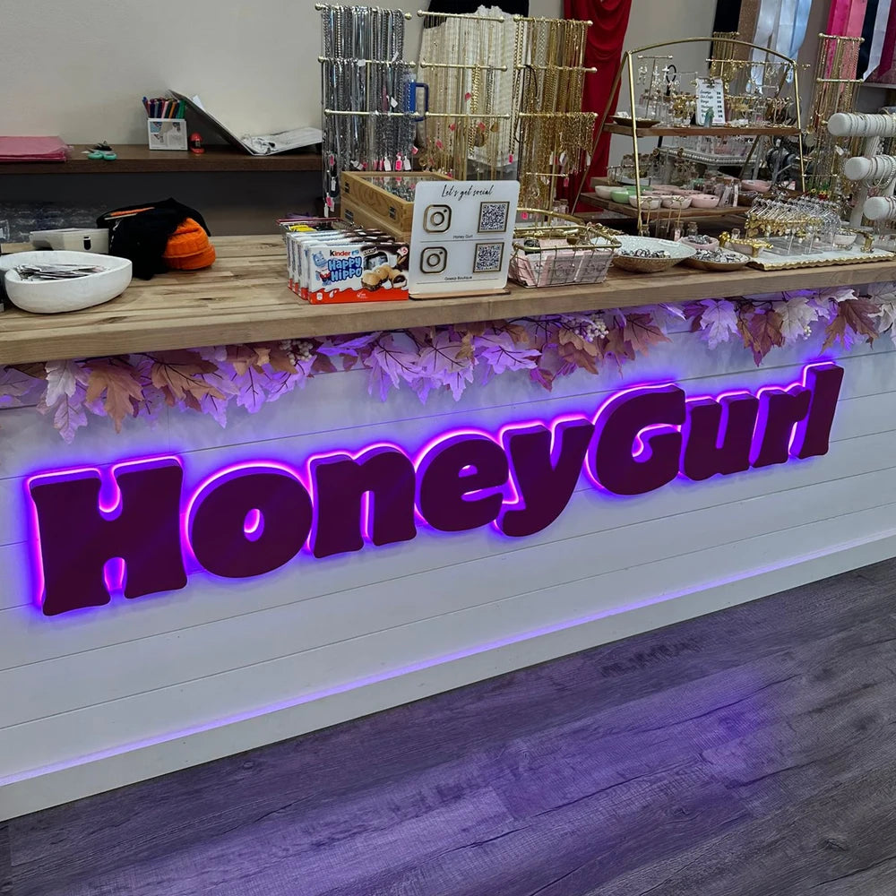 Led Business Logo Backlit Sign Illuminated Signage 3D Metal Letters Commercial Building Sign Trade Show Outdoor House Number