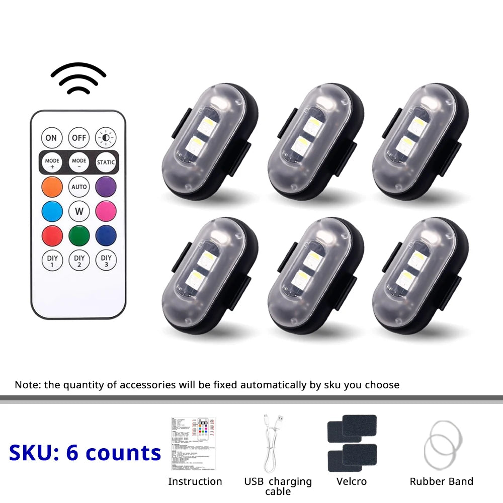 Remote Control RGB LED Strobe Light Wireless Rechargeable Footwell Lights Exterior Interior Decorative for SUV Truck Motorcycle