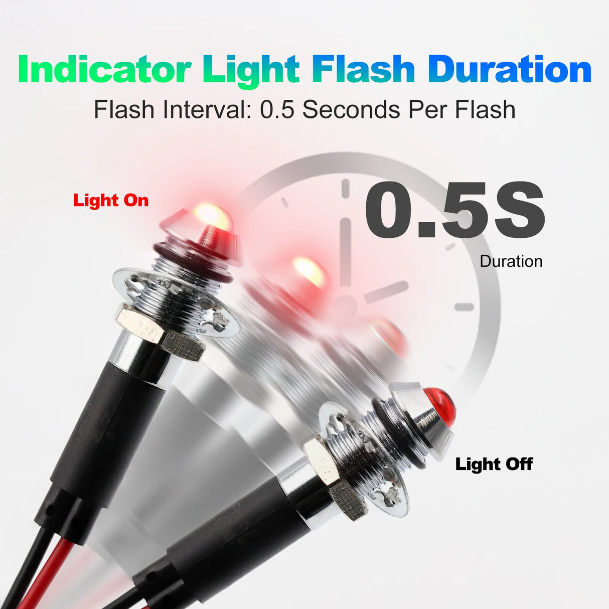 8mm Metal LED Flashing Indicator - 12V 24V Red Warning Signal Lamp
