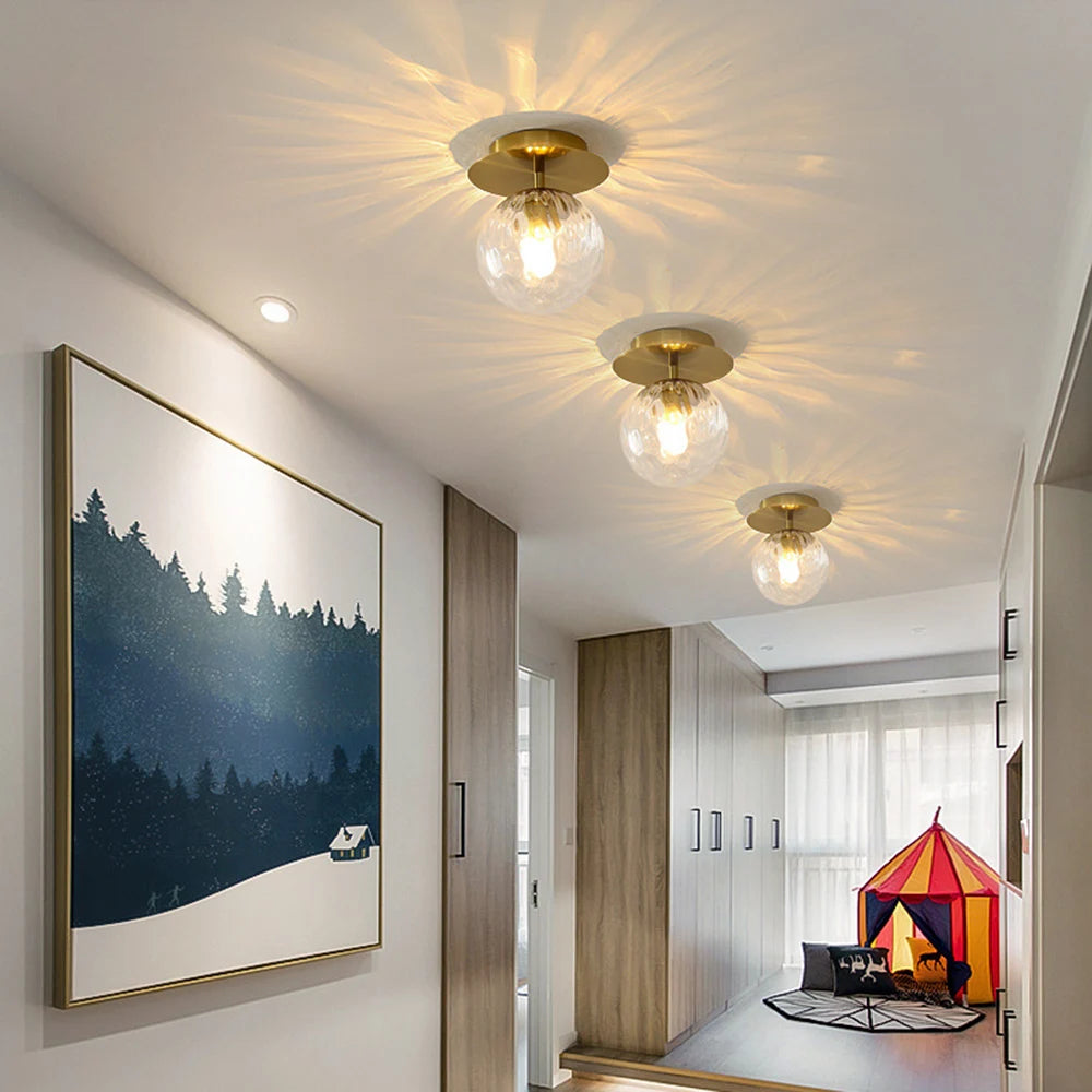 Nordic Simple Modern Round Glass Ball Ceiling Lamp Living Room Lighting Hallway Ceiling Light Bedroom Lamp Led Light