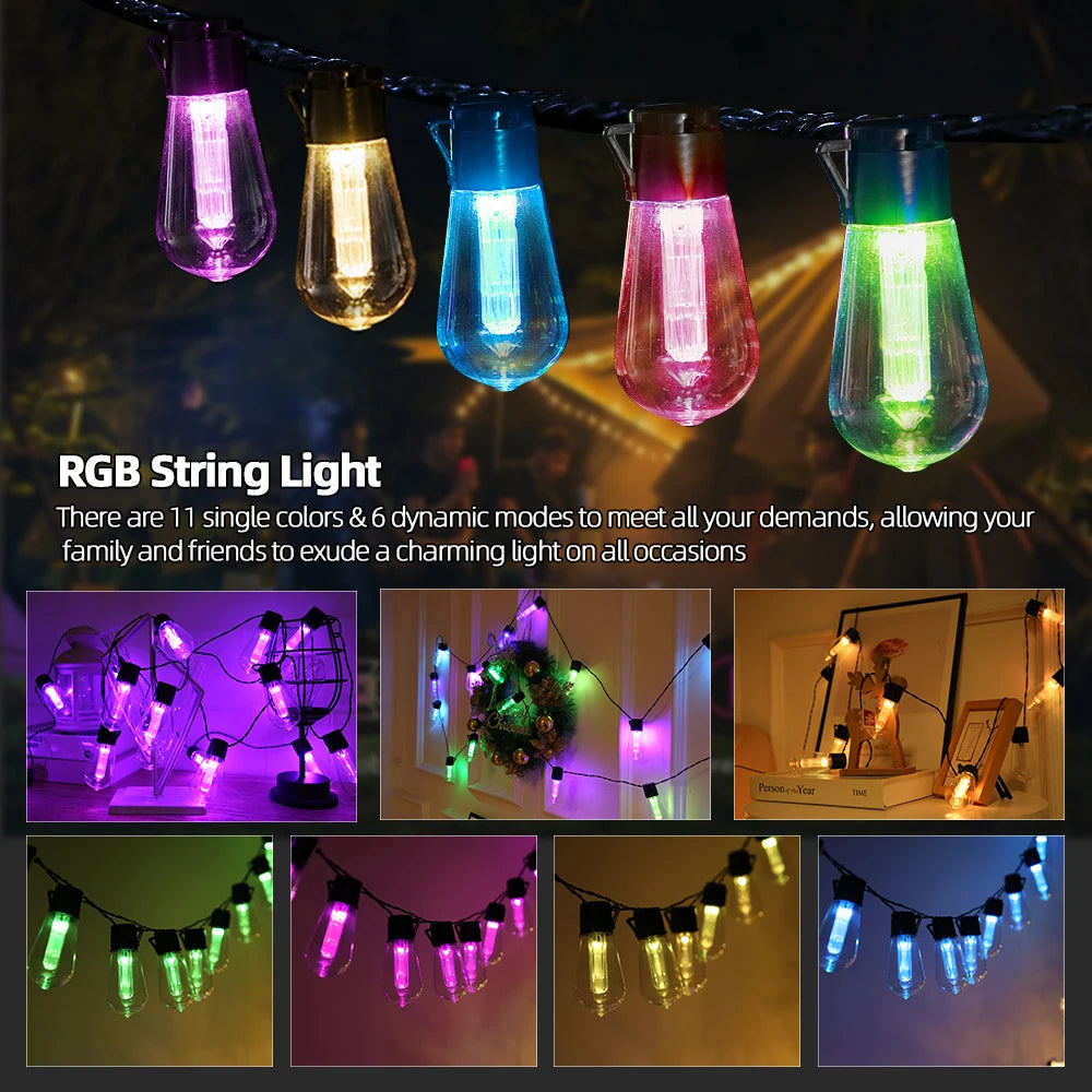 Color Changing String Lights Outdoor/Indoor Waterproof S14 Hanging Lights With remote Backyard Cafe Hotel Party Wedding