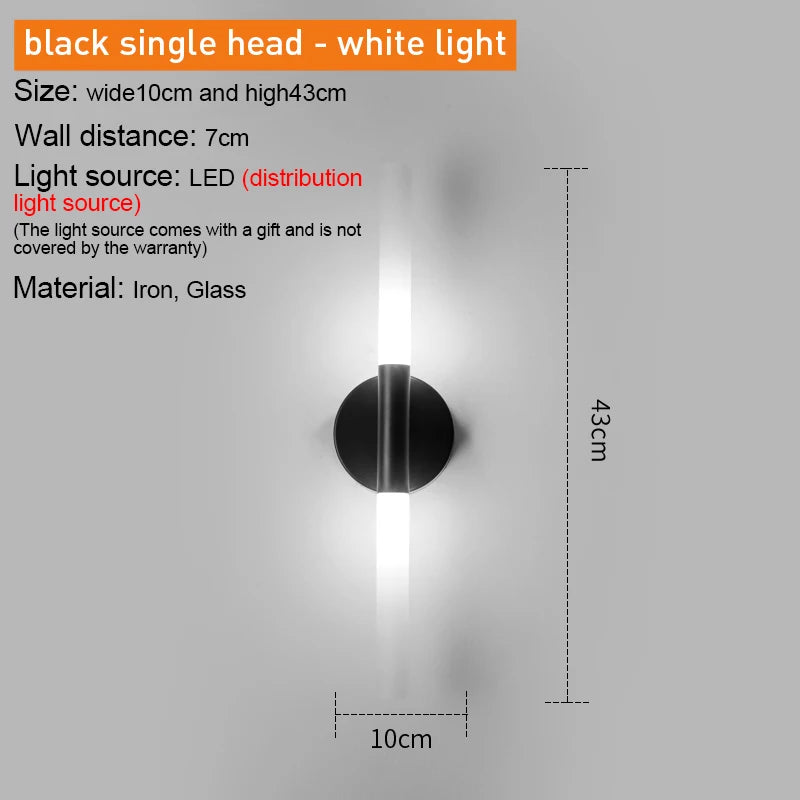 Metal Tube Pipe Up Down Light Wall Sconce For Bedroom Foyer Washroom Living Room Toilet Bathroom Decorative Lights