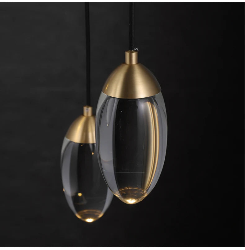 Modern Crystal ball LED Pendant lights Nordic Copper lighting bedroom bedside single head lights bar corridor small Hanging lamp