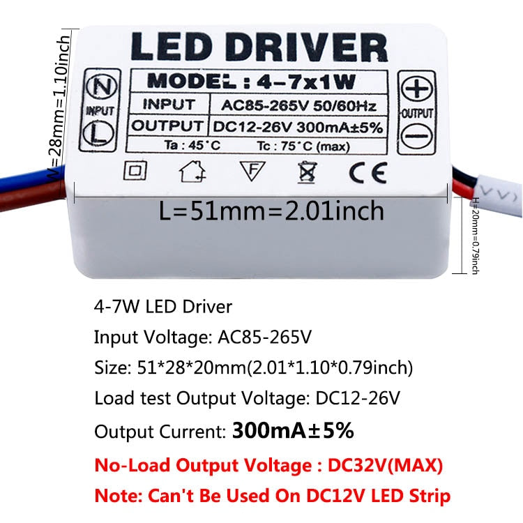 LED Driver 300mA 1-3w 4-7w 8-12w 12-18w 18-25w 25-36w LED Constant Current Driver Power Unit Supply For LED Bulb Transformers