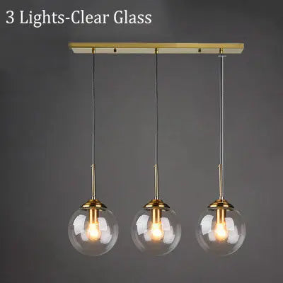 Amber Smoke Gray Clear Glass Pendant Lamp LED Hanging Light for Dining Room Table Kicthen Island Bedroom Bedside Lighting