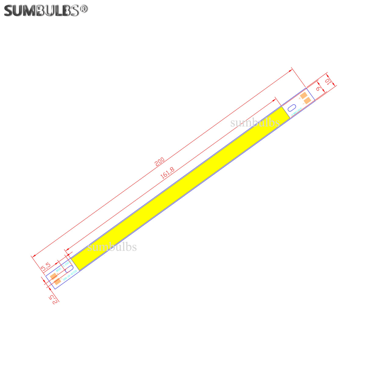 LED 200*10mm DC 12V LED COB Bar Light Strip Source 10cm 10W Lamp Blue Green Red Warm Cool White Yellow LED 200mm COB Bulb