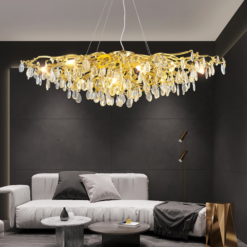 Nordic Luxury Crystal Chandelier Lighting Lustre Ceiling Chandeliers Lamp Living Room Home Decor Hanging Lamp Hotel Chandeliers