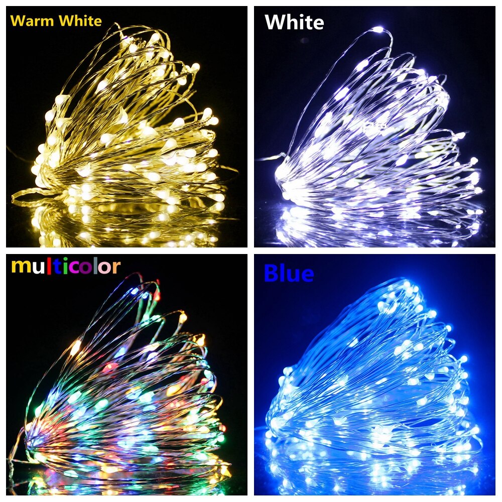 Remote Control Fairy Lights Copper Wire Timer LED String Lights Garland Christmas Decoration Lights USB Battery Powered 5/10/20M