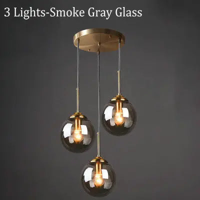 Amber Smoke Gray Clear Glass Pendant Lamp LED Hanging Light for Dining Room Table Kicthen Island Bedroom Bedside Lighting