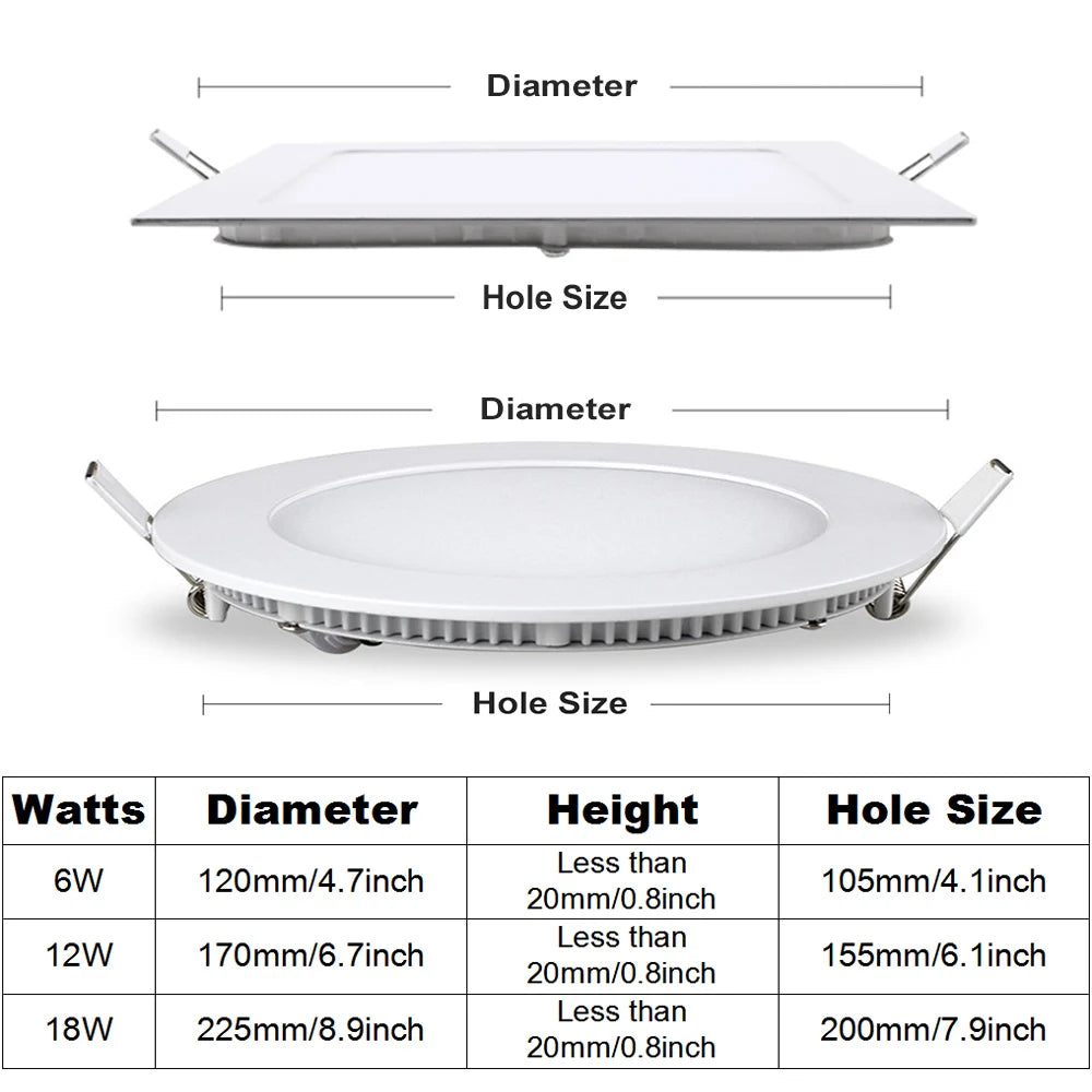 Indoor Lighting LED Downlight Ultra-Thin Ceiling Ceiling Flat Panel Light Flush Mount Ceiling Light Round LED Panel Downlight