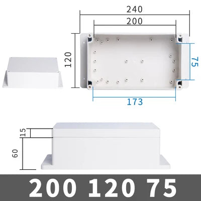 IP67 Waterproof Electronic Project Box with Mounting Ears - Outdoor Plastic Junction Enclosure & Instrument Housing Case