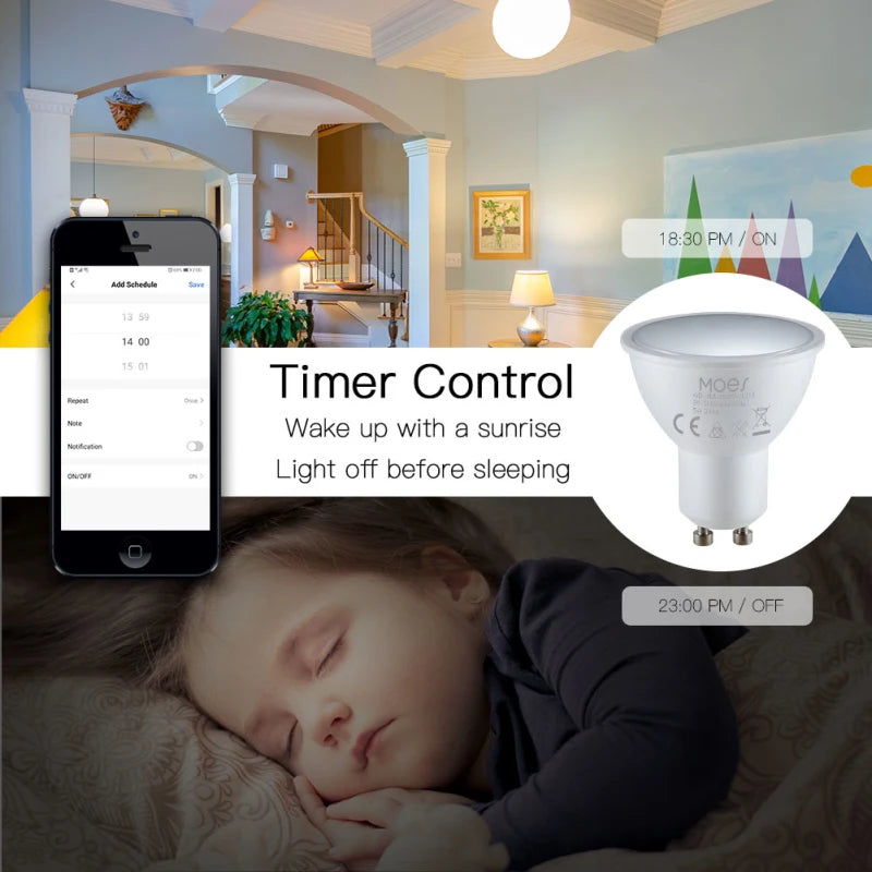 Tuya WiFi Smart LED GU10 Light Bulbs RGBW C+W 5W Dimmable Lamp Bulbs Smart Home Via Alexa Google Home Yandex Alice Smart Life