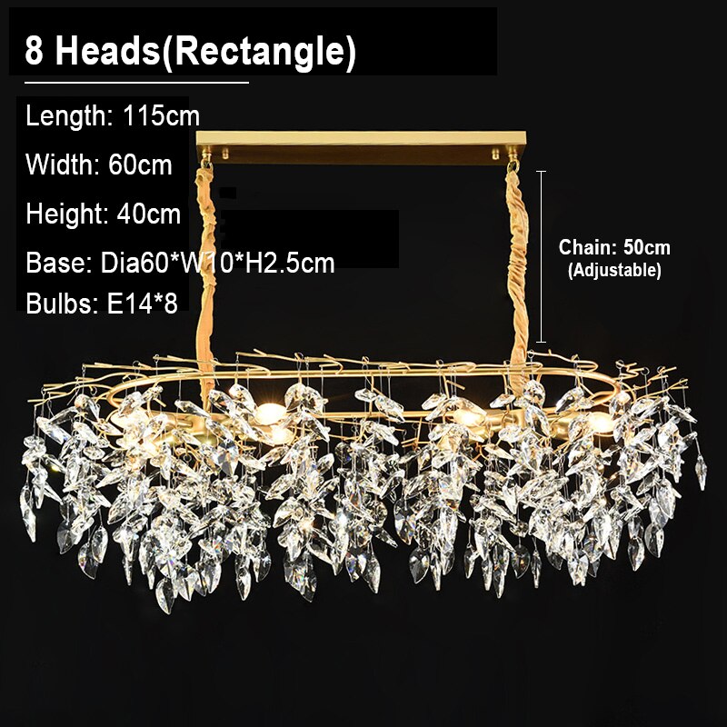 Postmodern Gold Crystal LED Chandelier Lighting Lustre Suspension Luminaire Lampen for Dinning Room Dining Room Home Decoration