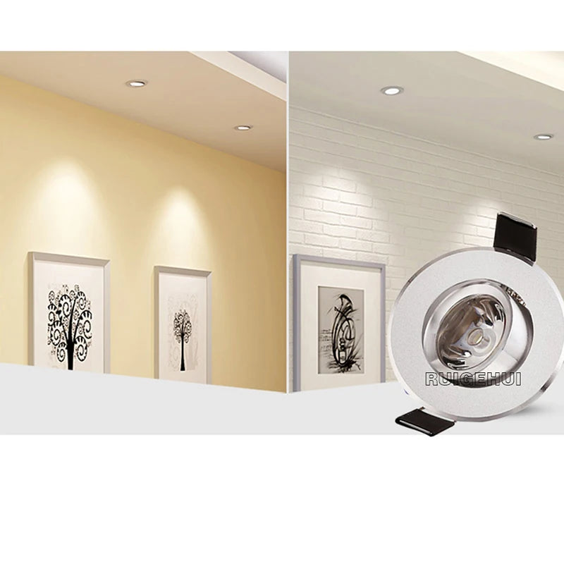 Aluminum Round LED Recessed Downlight (1W/3W, AC90–260V / DC12V) - Dimmable Spotlight with Driver (50mm Cutout)