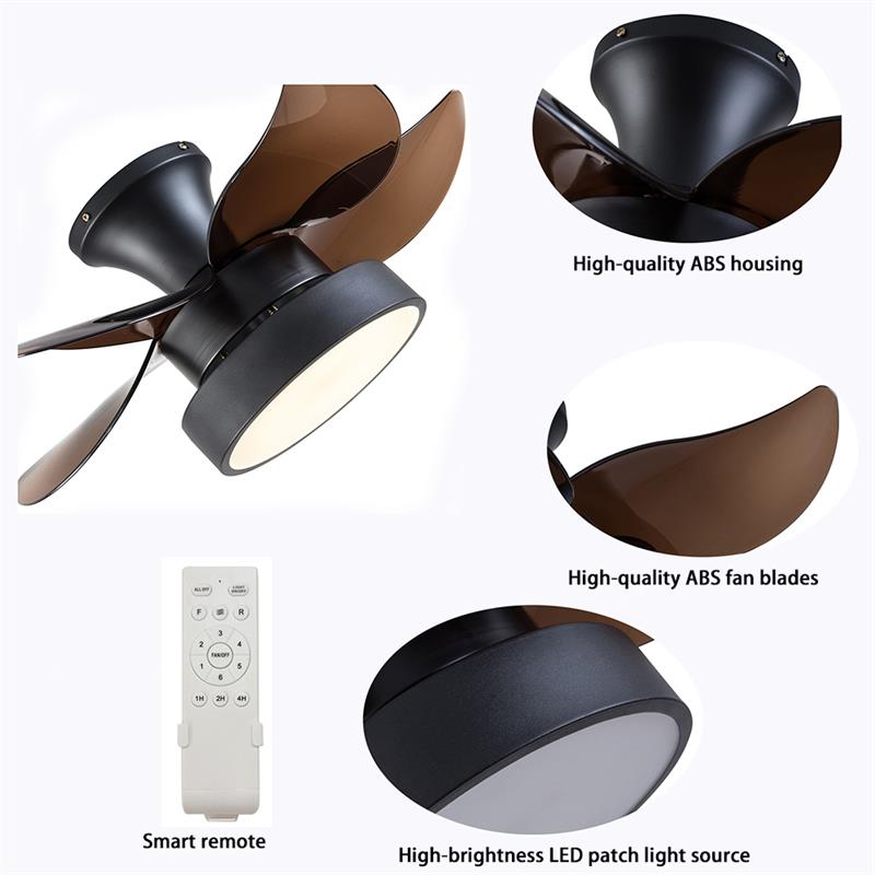 Modern Acrylic Round LED Ceiling Fan Light with Remote for Living Dining Room Bedroom