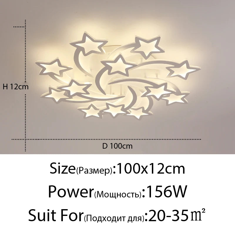 Modern LED Chandelier White/Black Dimmable Indoor Lighting For Bedroom Hall Living Children's Room Acrylic Fixture Lamps