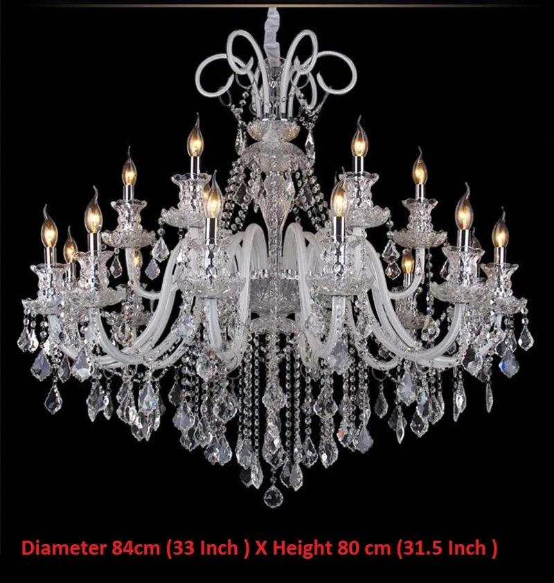 Modern Crystal Hanging Chandelier Lighting For Living Room Hotel Hall K9 Luxury grade crystal white Arm Transparent Body Villa
