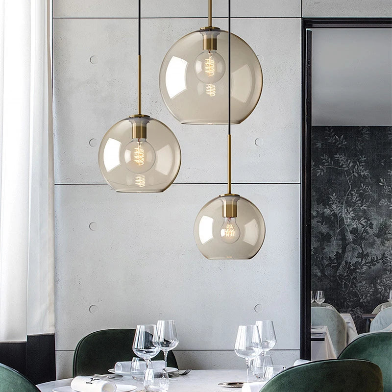 Modern Nordic hanging loft Glass luster Pendant Light industrial decors Lights Fixtures E27/E26 for Kitchen Restaurant Lamp