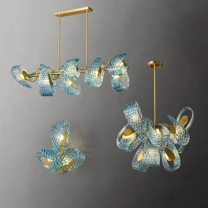 2026 Postmodern Copper Glass Chandelier - Blue Beauty Luxury Dining Room Light