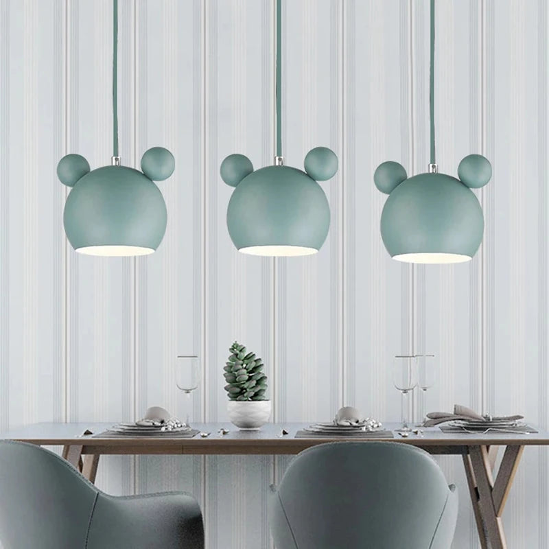 Nordic Style E27 Macaron Cartoon Pendant Lamp Simple Iron Child Room Chandelier For Kitchen Living Room Hotel Indoor Lighting
