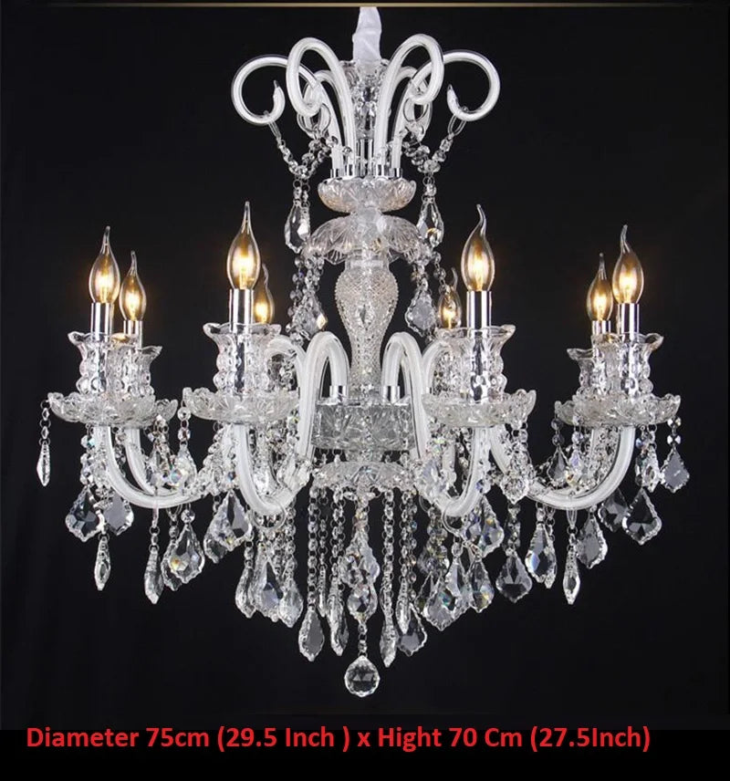 Modern Crystal Hanging Chandelier Lighting For Living Room Hotel Hall K9 Luxury grade crystal white Arm Transparent Body Villa