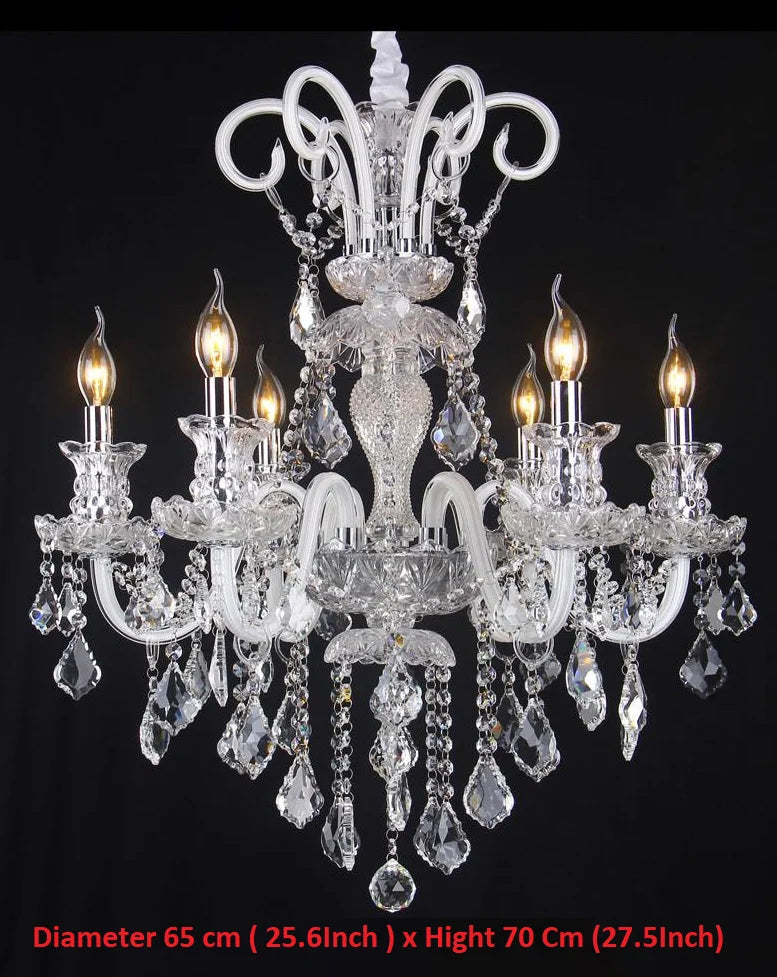 Modern Crystal Hanging Chandelier Lighting For Living Room Hotel Hall K9 Luxury grade crystal white Arm Transparent Body Villa