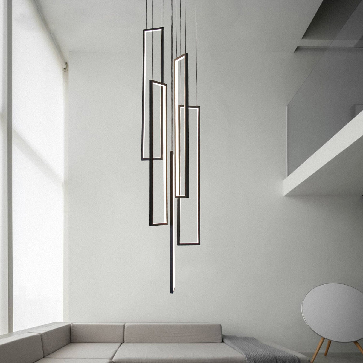 Modern LED Chandelier Pendant Simple Hanging Lamp for Duplex Loft Rotate Stair Villa Nordic Pendant light