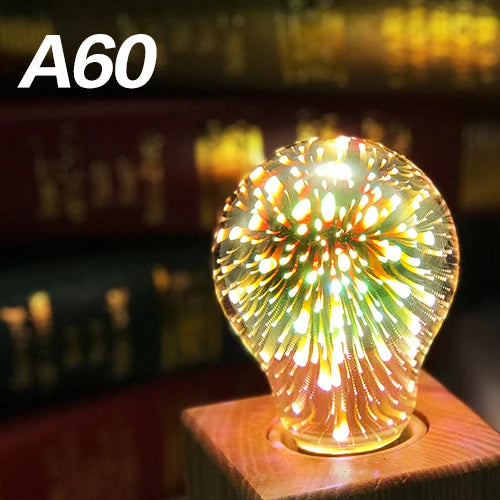 3D LED Light Bulb E27 220V ST64 G80 G95 G125 A60 Diamond Heart Decoration LED Lamp Bulb Holiday Lights Novelty Christmas Lamps