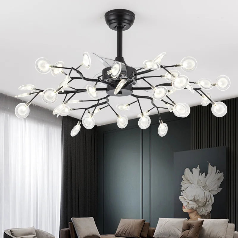 23 Inch ceiling fan fans with lights remote control Reversible ventilator lamp bedroom decor Silent Motor glowworm firefly