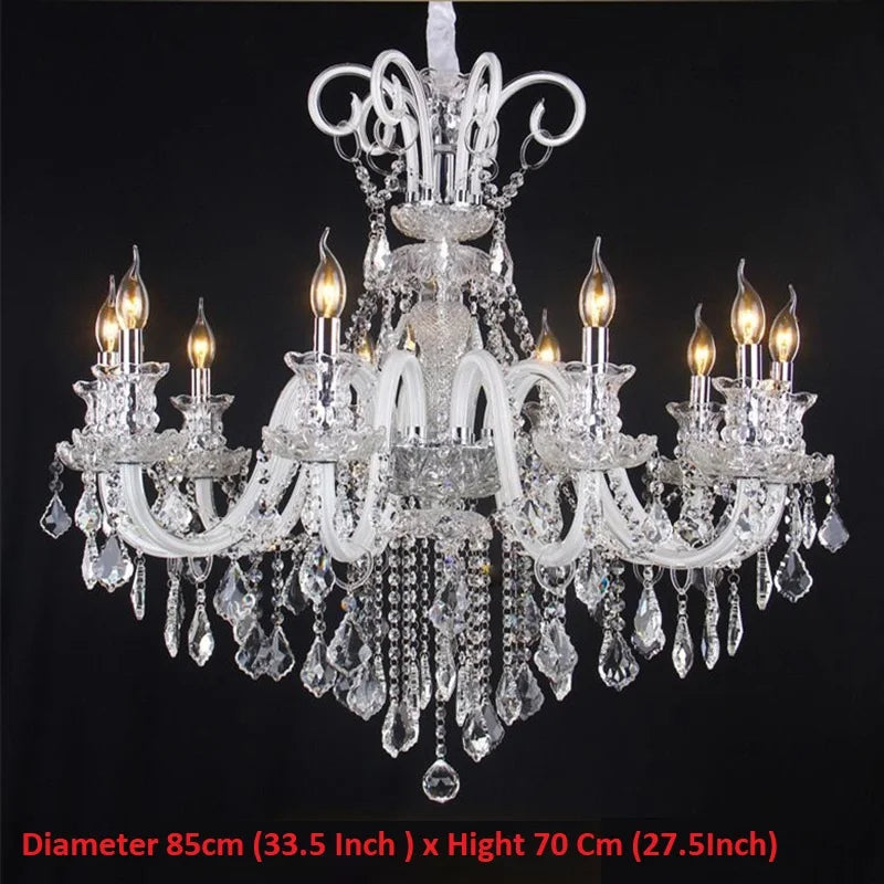 Modern Crystal Hanging Chandelier Lighting For Living Room Hotel Hall K9 Luxury grade crystal white Arm Transparent Body Villa