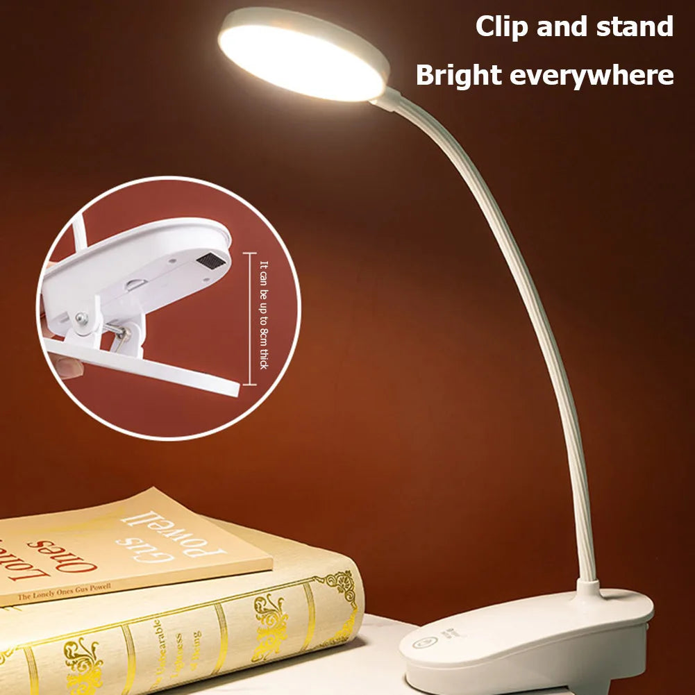 5V USB Powered LED Desk lamp Flexible Reading Book lights Eye Protect Rechargeable Table Lamp with Clip for Home Bedroom Study