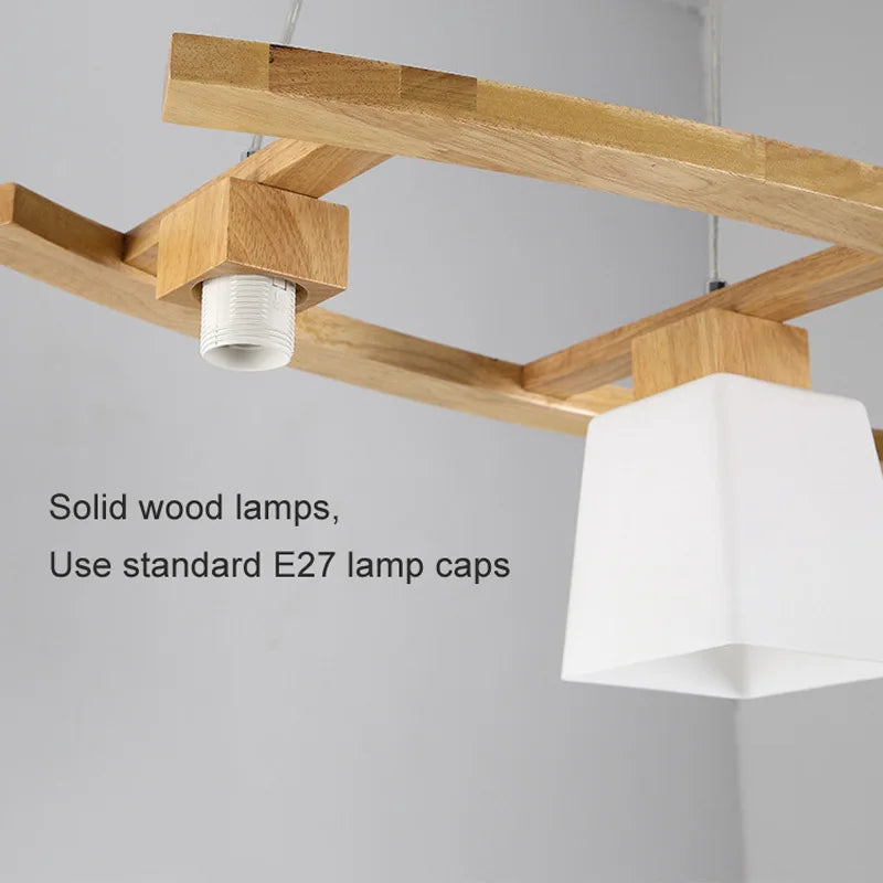 Nordic Wood Pendant Lights LED Modern Pendant Lamps For Dining Living Room Kitchen Bar Cafe Japanese Style Hanging Lamp