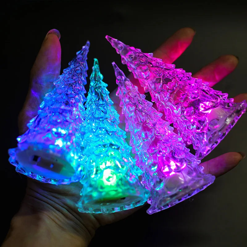 Colorful Acrylic LED Christmas Tree Night Light Holiday Party Decoration New Year Children Desktop Christmas Tree