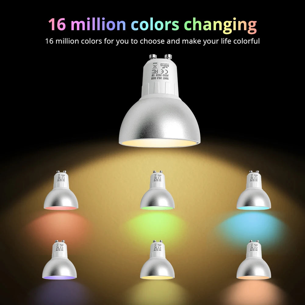 GU10 Smart LED Bulb 5W RGBW Compatible with Tuya SmartThings App Alexa Echo Plus Google Home Voice Control