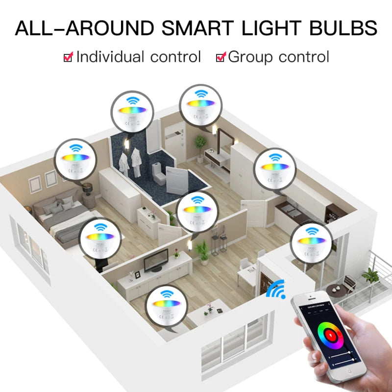 Tuya WiFi Smart LED GU10 Light Bulbs RGBW C+W 5W Dimmable Lamp Bulbs Smart Home Via Alexa Google Home Yandex Alice Smart Life