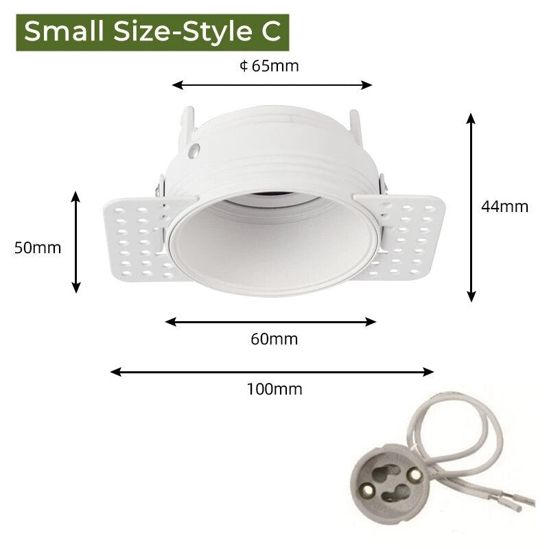 Frameless Recessed LED Ceiling Downlight Adjustable Mount Frame Socket GU10/MR16/MR11 Bulb Holder Spot Lighting Fitting Fixture
