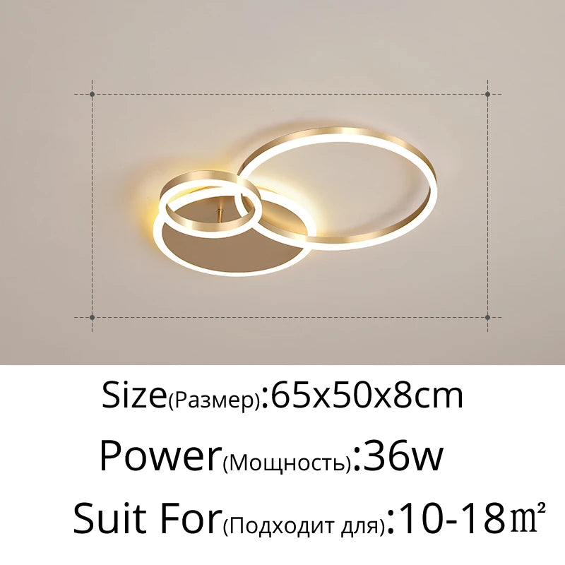 Modern Round Design Ceiling Lights For Living Room Bedroom Gold White Coffee Painted Circle Rings Lighting Fixtures Luminaire