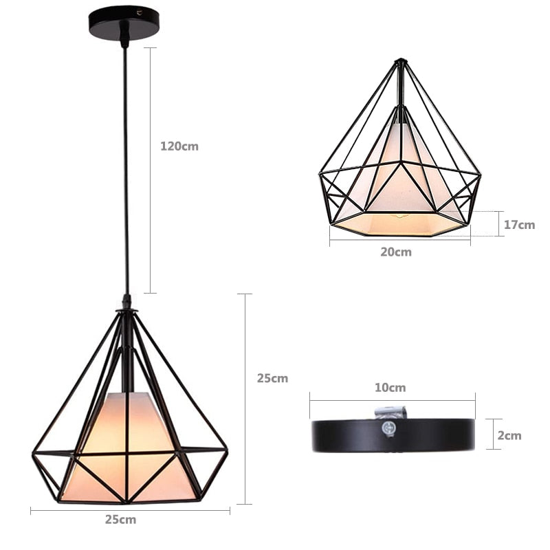 Retro Industrial Pendant Light Nordic Black Metal Cage Lighting Fixtures Iron Loft Cage Kitchen Vintage Adjustable Hanging Lamps