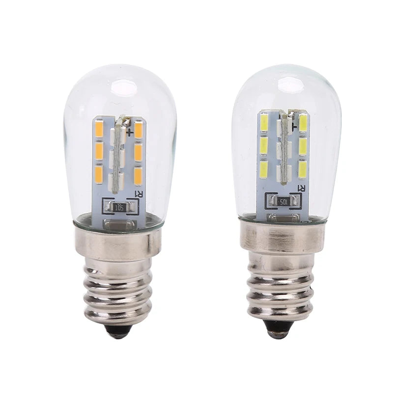 E12 220V LED Light Bulb with Clear Glass Shade - High Brightness Pure/Warm White Lamp for Sewing Machines & Refrigerators
