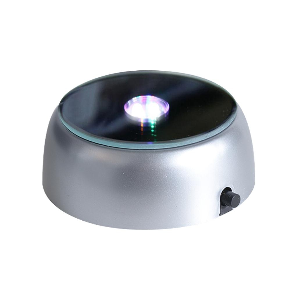 4 LEDs Luminous Base Light Crystal Glass Transparent Objects Display Laser Colorful Round Stand Base for Cocktail