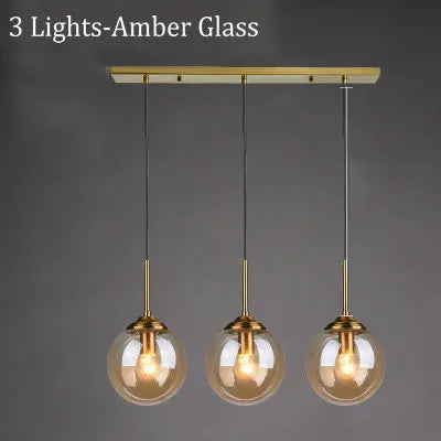 Amber Smoke Gray Clear Glass Pendant Lamp LED Hanging Light for Dining Room Table Kicthen Island Bedroom Bedside Lighting