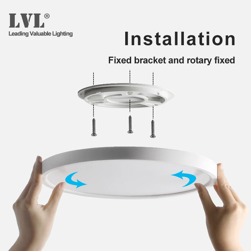 Modern LED Ceiling Light - Wood Grain & Gold 3-Color Home Lighting
