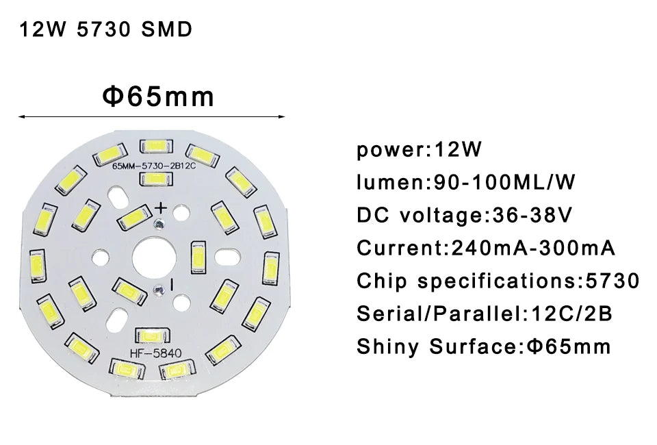 5pcs/lot LED SMD Chip 3W 7W 12W 18W 24W 36W 5730 Brightness Light Board For led bulb led downlight